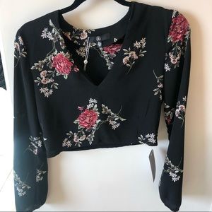 Misguided black floral blouse